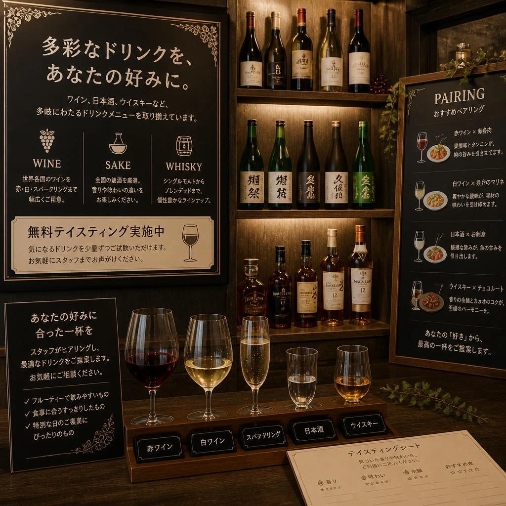 多彩なドリンクメニュー