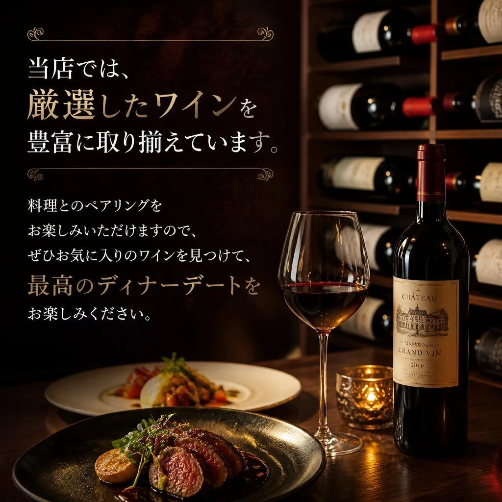 豊富なワインと料理のマリアージュ