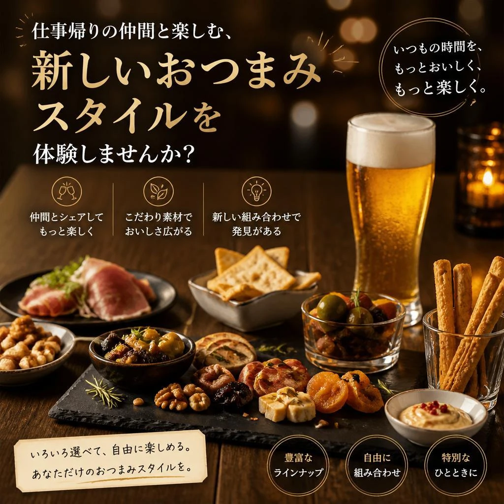 仕事帰りの仲間と楽しむ、新しいおつまみスタイルを体験しませんか？