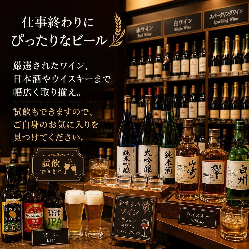 豊富なお酒のラインナップ