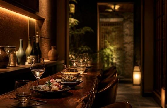 隠れ家としての居酒屋で、落ち着いた雰囲気の中、極上の美食とお酒のペアリングを楽しみませんか？